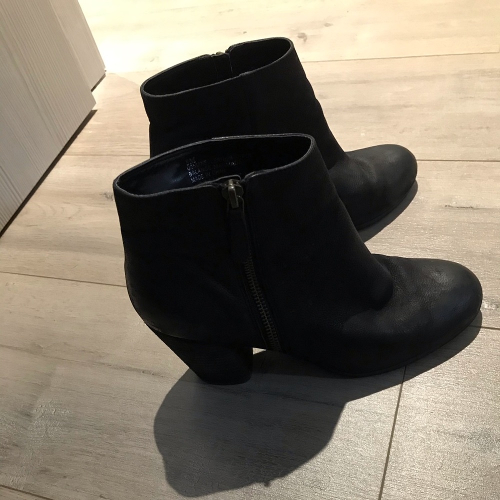 Black leather booties